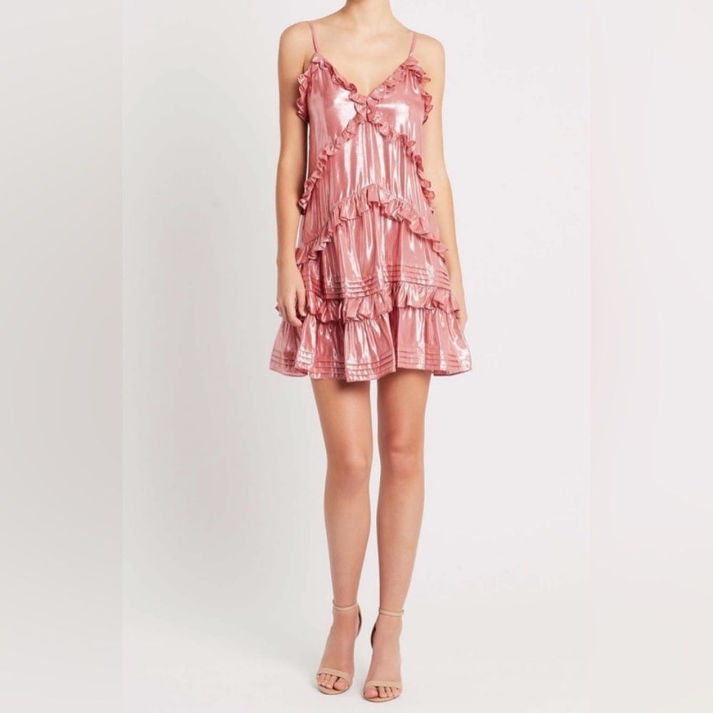 Rebecca Taylor Metallic pink mini dress